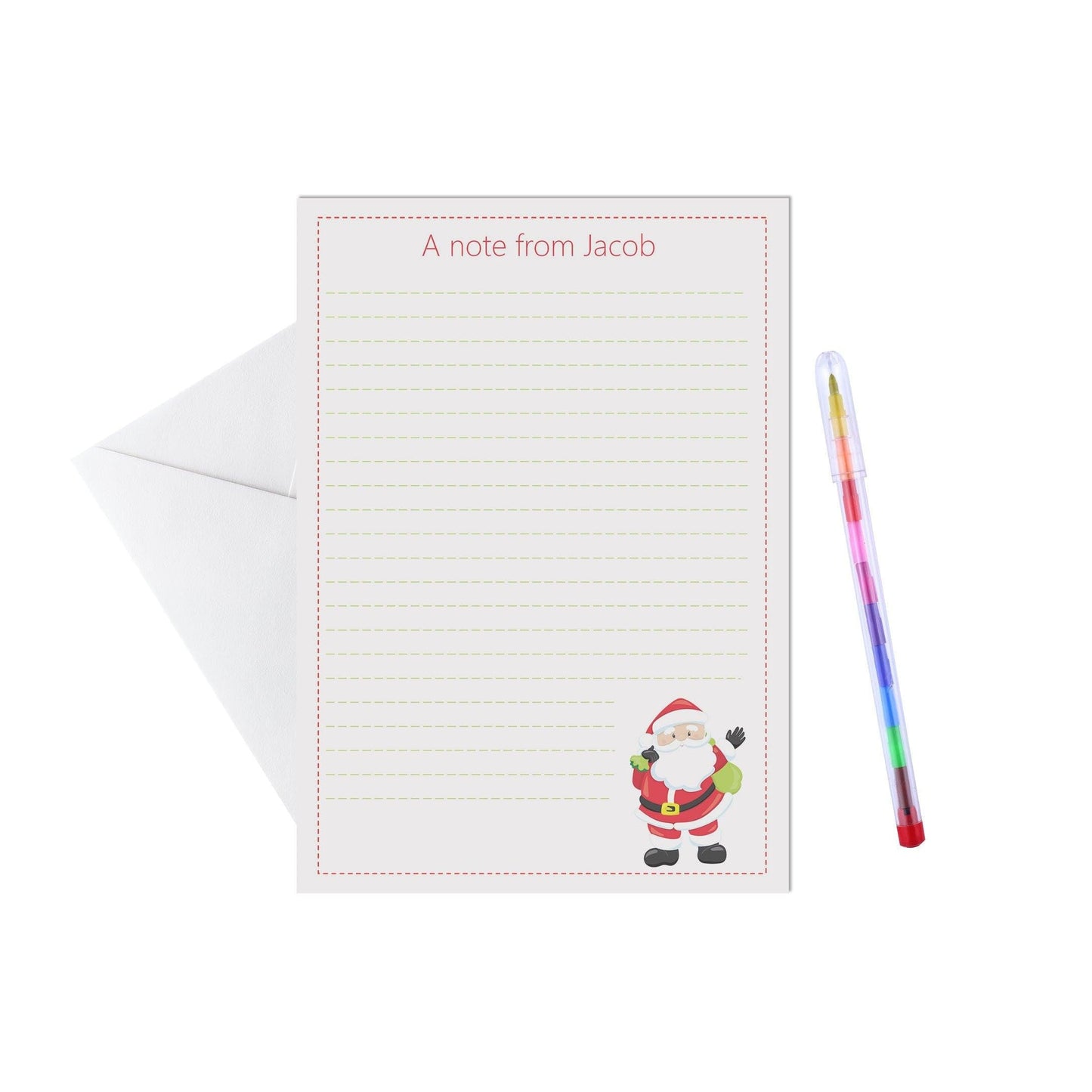 Father Christmas personalised writing set / notelets, Pack of 15, A5 sheets & envelopes by PMPRINTED