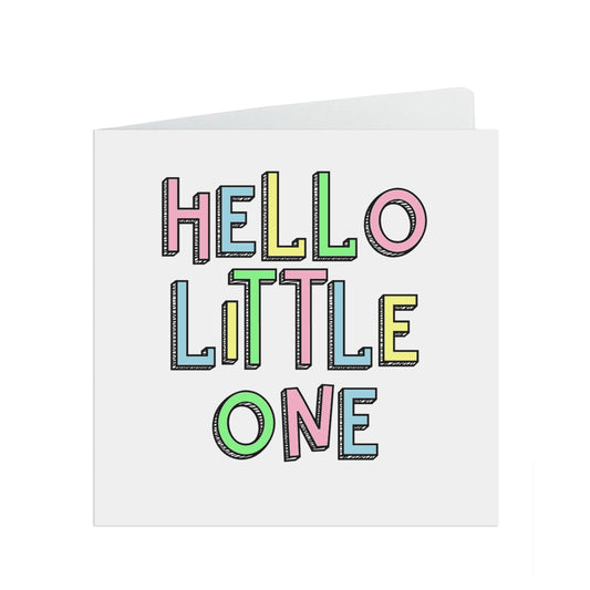  Hello little one, Colourful new baby card, pregnancy announcement card by PMPRINTED 