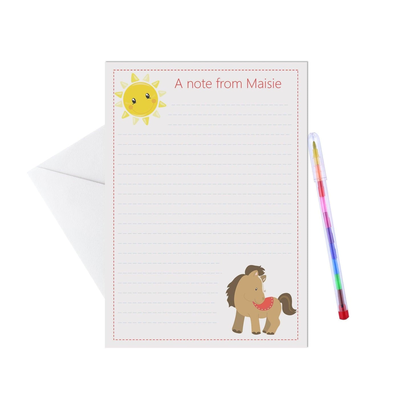 Horses personalised writing set / notelets. Pack of 15, A5 sheets & envelopes by PMPRINTED