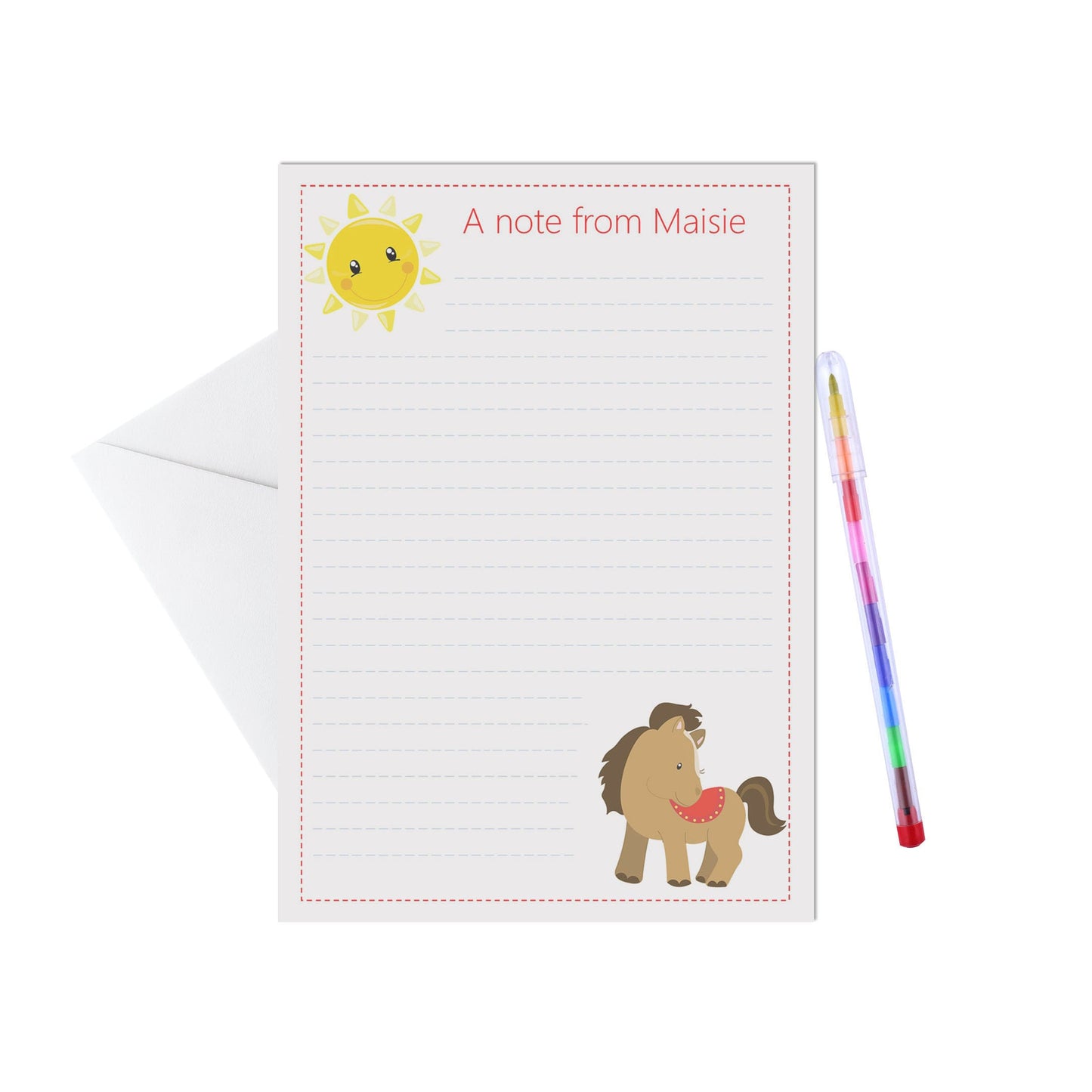 Horse Personalised Letter Writing Set - A5 Pack Of 15 Sheets & Envelopes by PMPRINTED