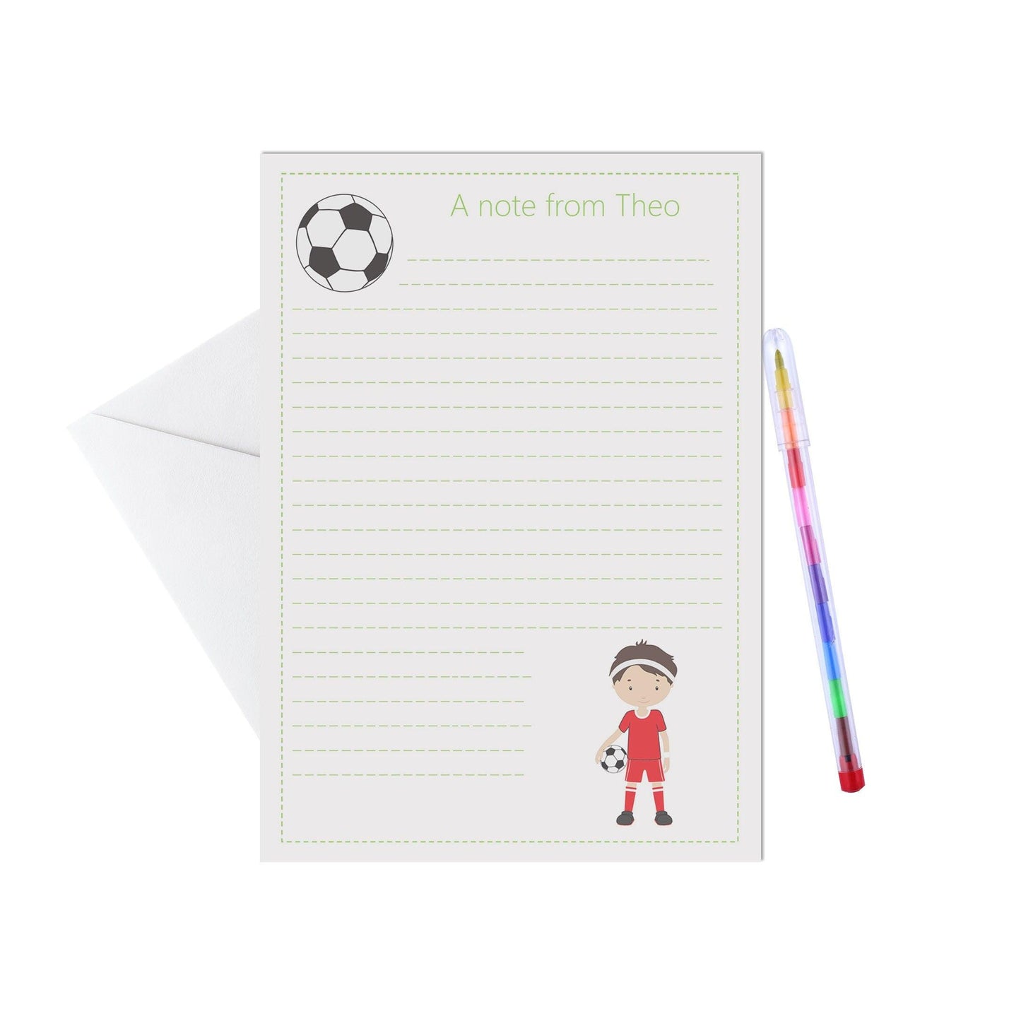 Footballer Red Kit Personalised Letter Writing Set - A5 Pack Of 15 Sheets & Envelopes by PMPRINTED