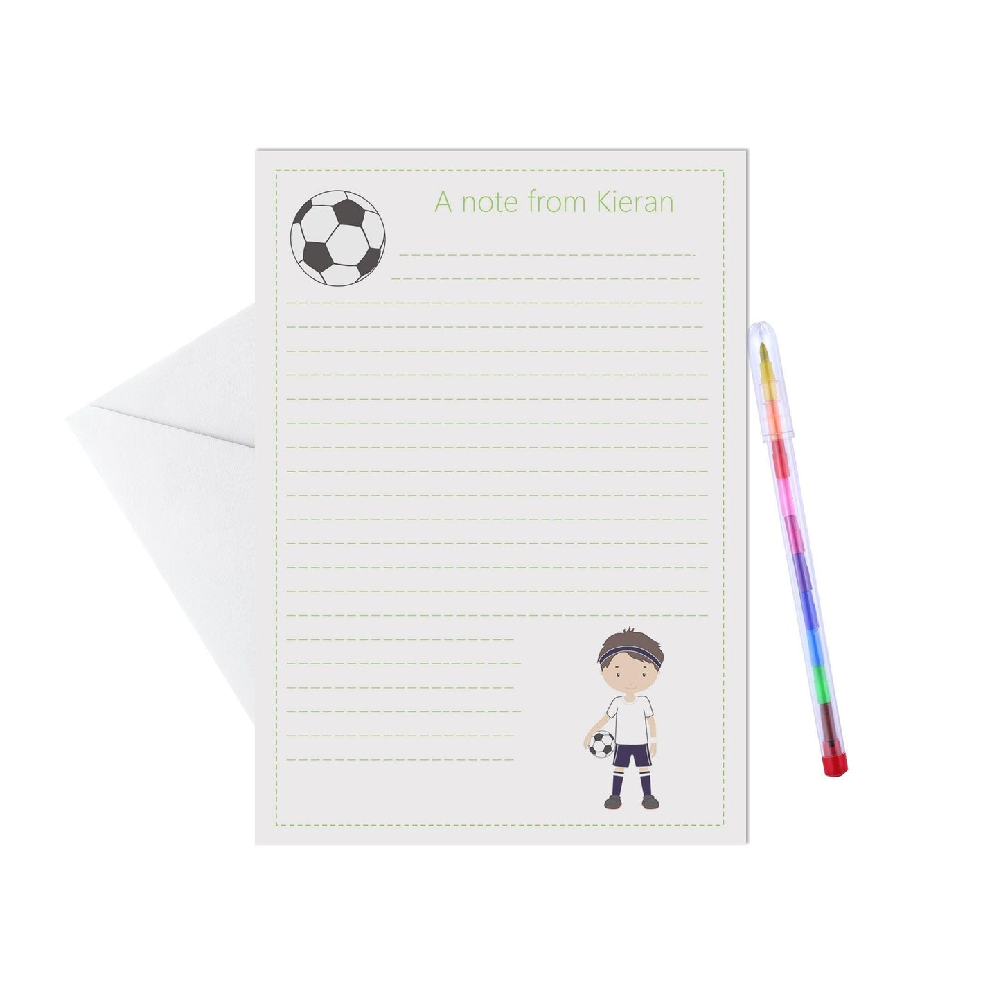 Footballer White Blue Kit Personalised Letter Writing Set - A5 Pack Of 15 Sheets & Envelopes by PMPRINTED