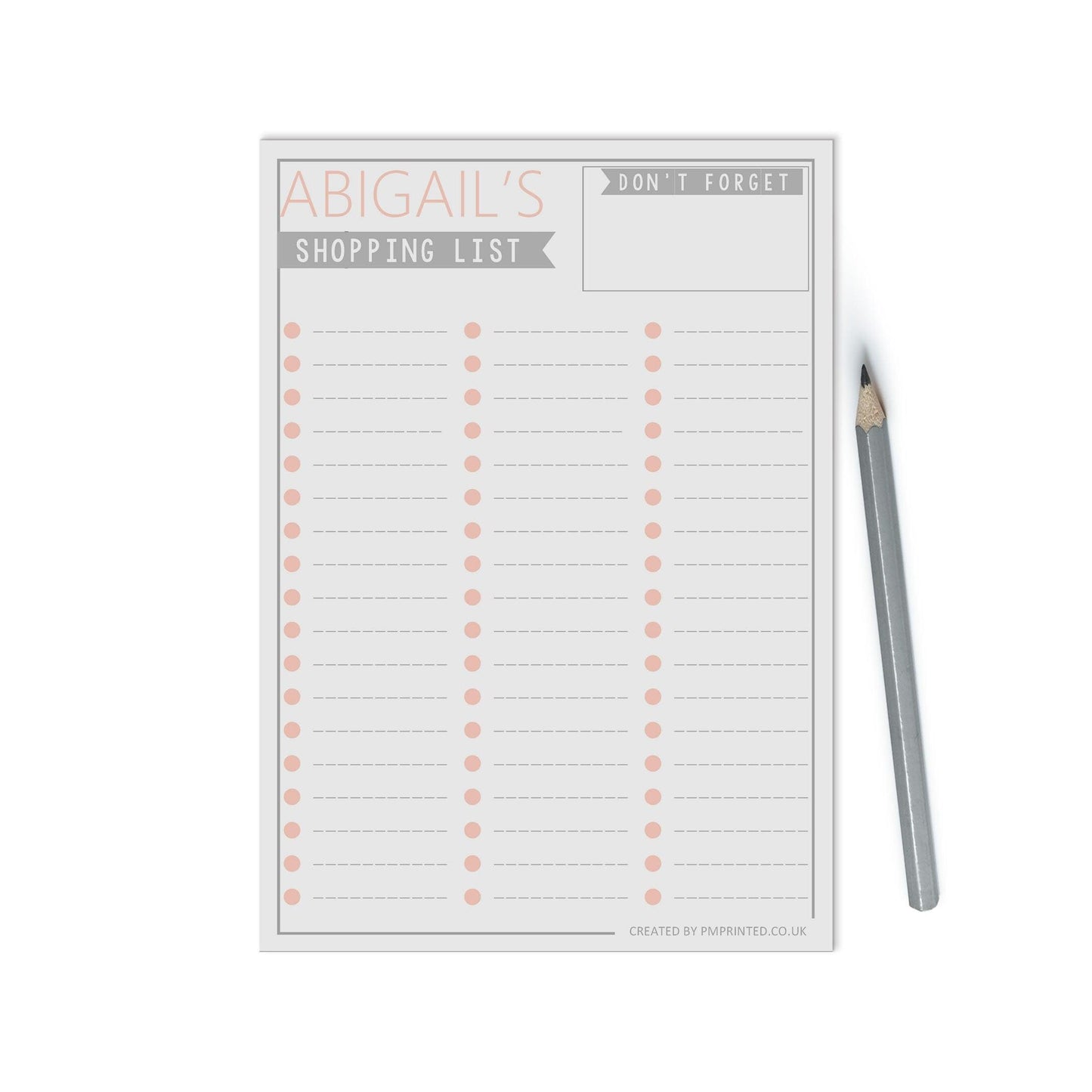 Shopping list Notepad, Personalised A5 with 50 tear off pages, Groceries organiser notepad by PMPRINTED