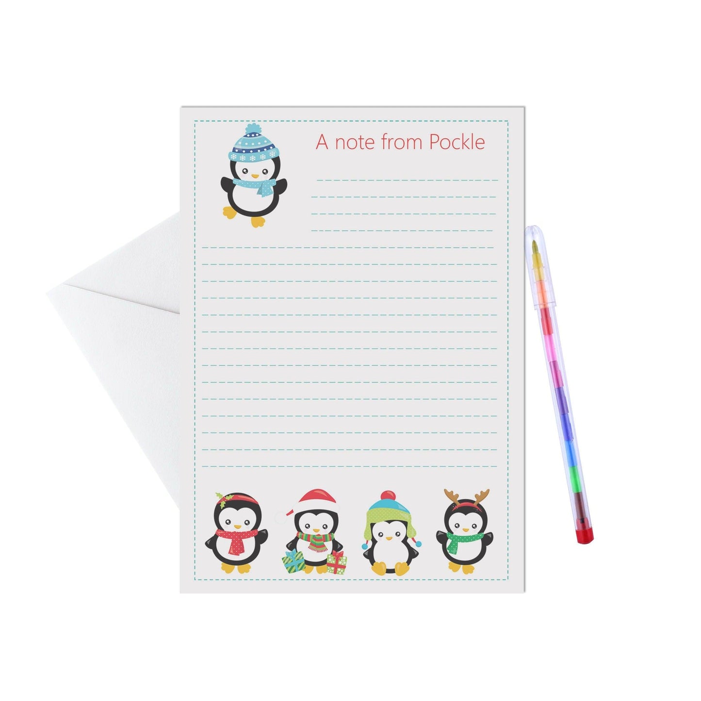 Penguin Personalised Letter Writing Set - A5 Pack Of 15 Sheets & Envelopes by PMPRINTED