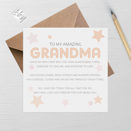 Grandma Mother's Day Card, Sentimental Cute Poem Card