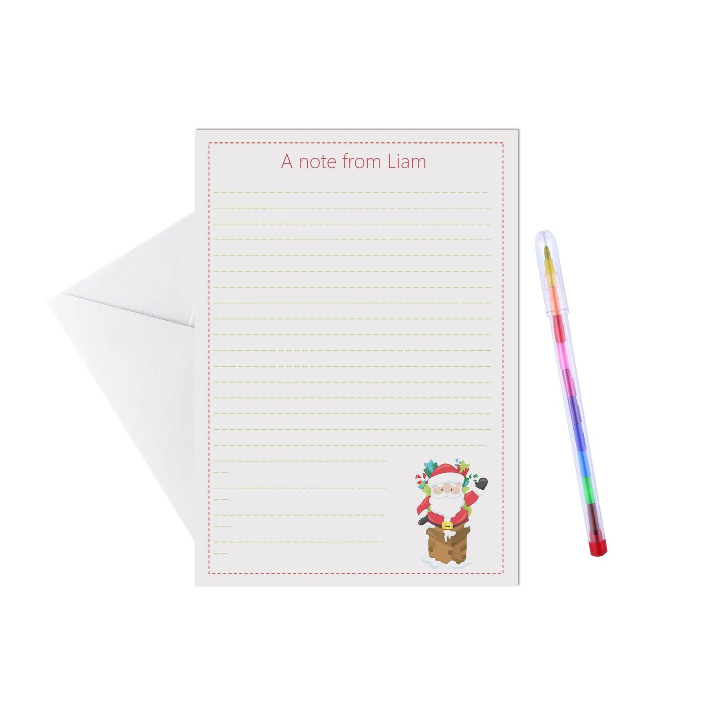 Santa in chimney personalised writing set / notelets, Pack of 15, A5 sheets & envelopes by PMPRINTED