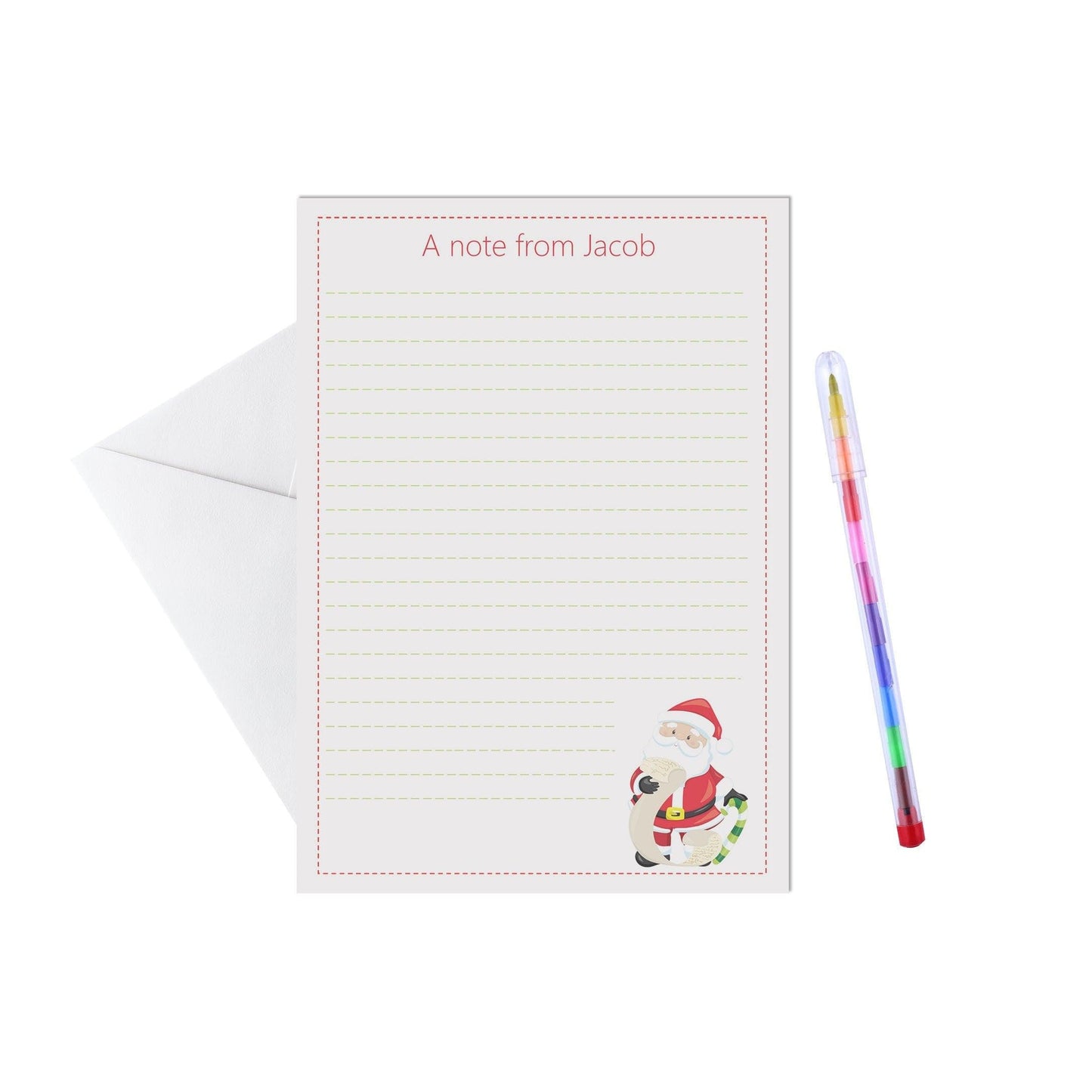Santa personalised writing set / notelets, Pack of 15, A5 sheets & envelopes by PMPRINTED