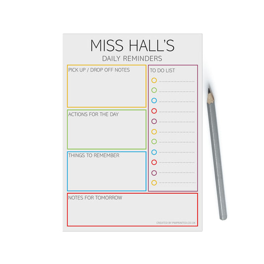A5 Teacher Daily Planner Notepad