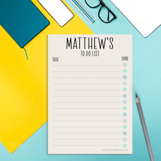 Personalised A5 Blue To Do list Notepad