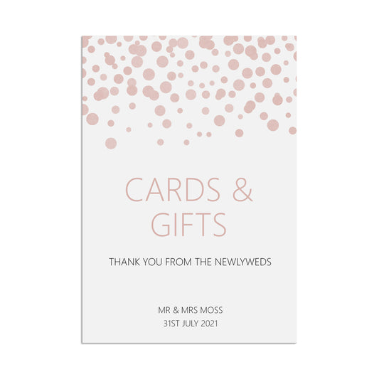 Cards & Gifts Wedding Sign, Blush Confetti Personalised A5, A4, Or A3
