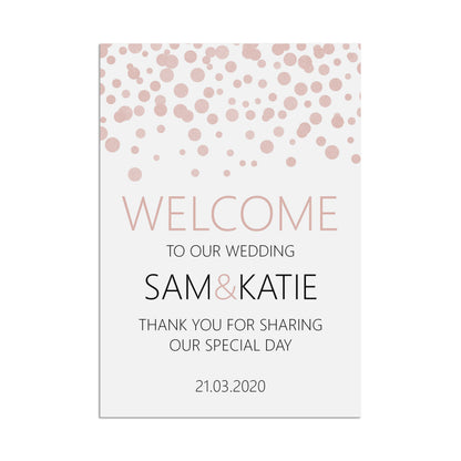 Blush Confetti Welcome To Our Wedding Sign