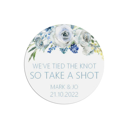Take A Shot Wedding Stickers - Blue Floral