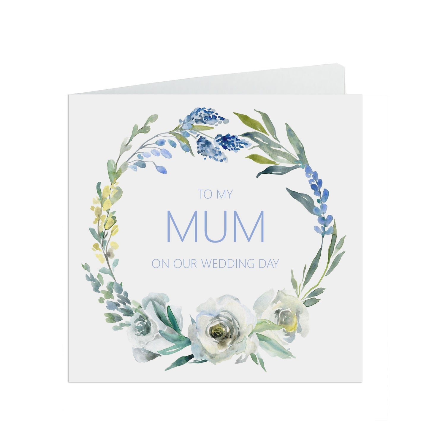 Mum Wedding Day Card - Blue Floral