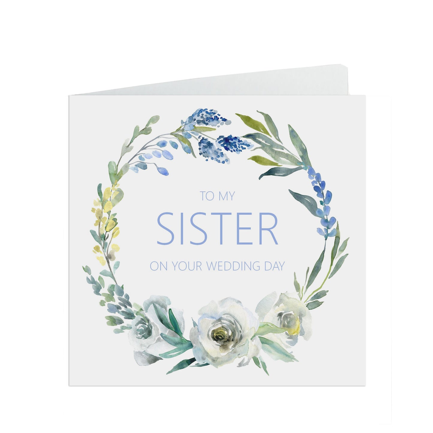 Sister Wedding Day Card - Blue Floral