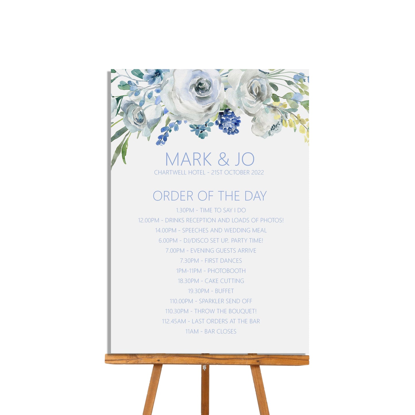 Order Of The Day Sign - Blue Floral