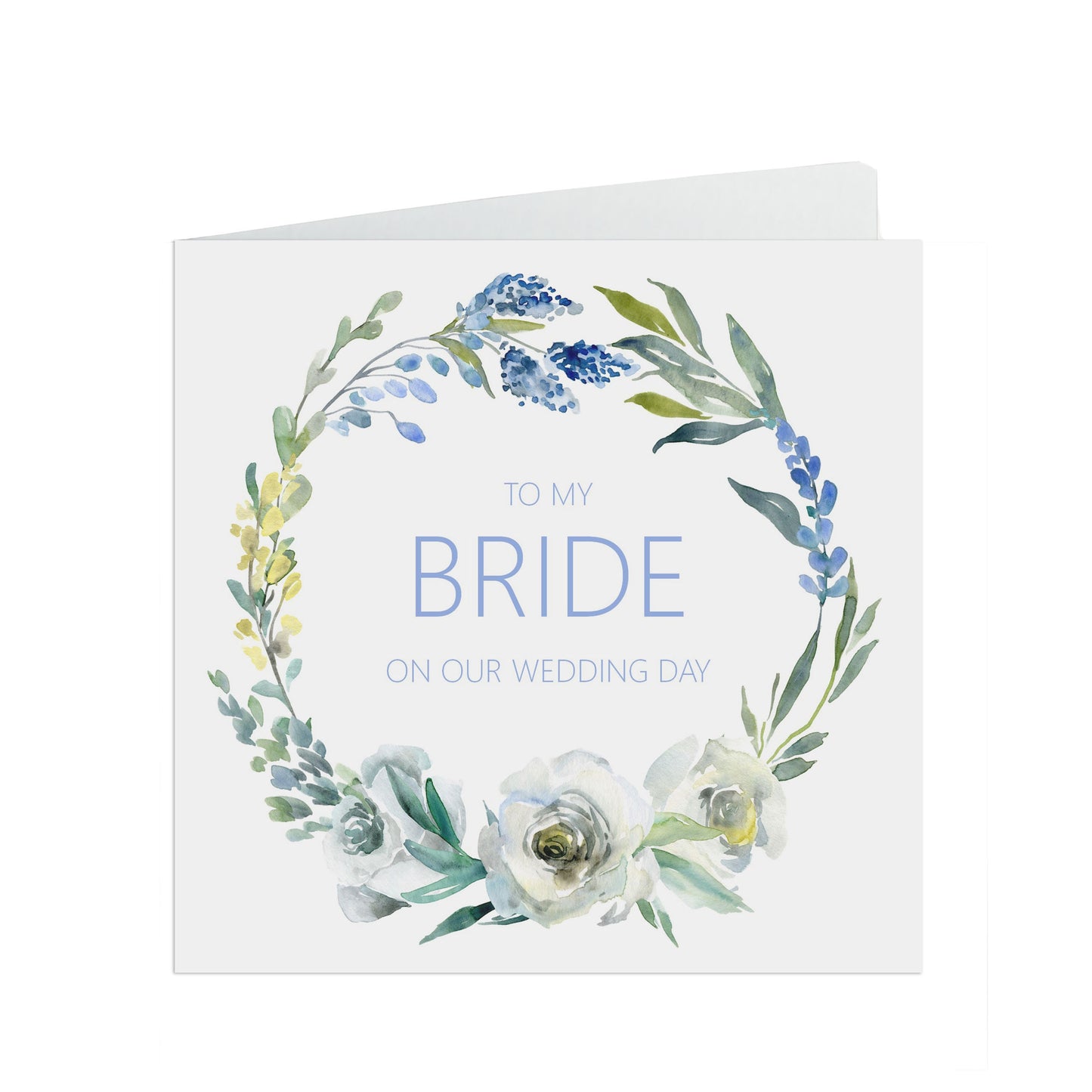 To My Bride On Our Wedding Day Card - Blue Floral