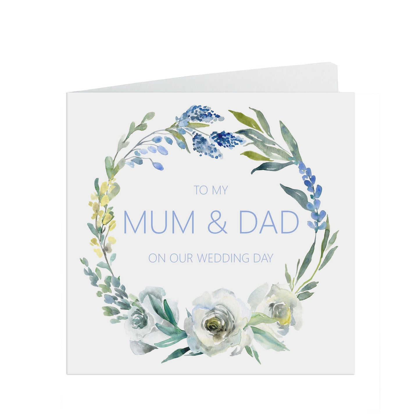 Mum & Dad Wedding Day Card - Blue Floral