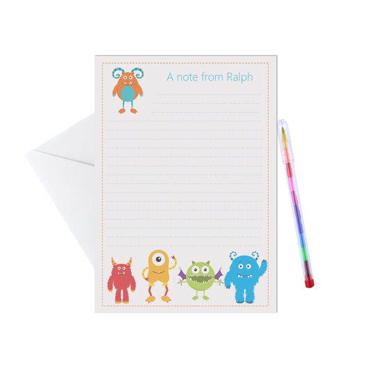 Monster Personalised Letter Writing Set - A5 Pack Of 15 Sheets & Envelopes - PMPrinted
