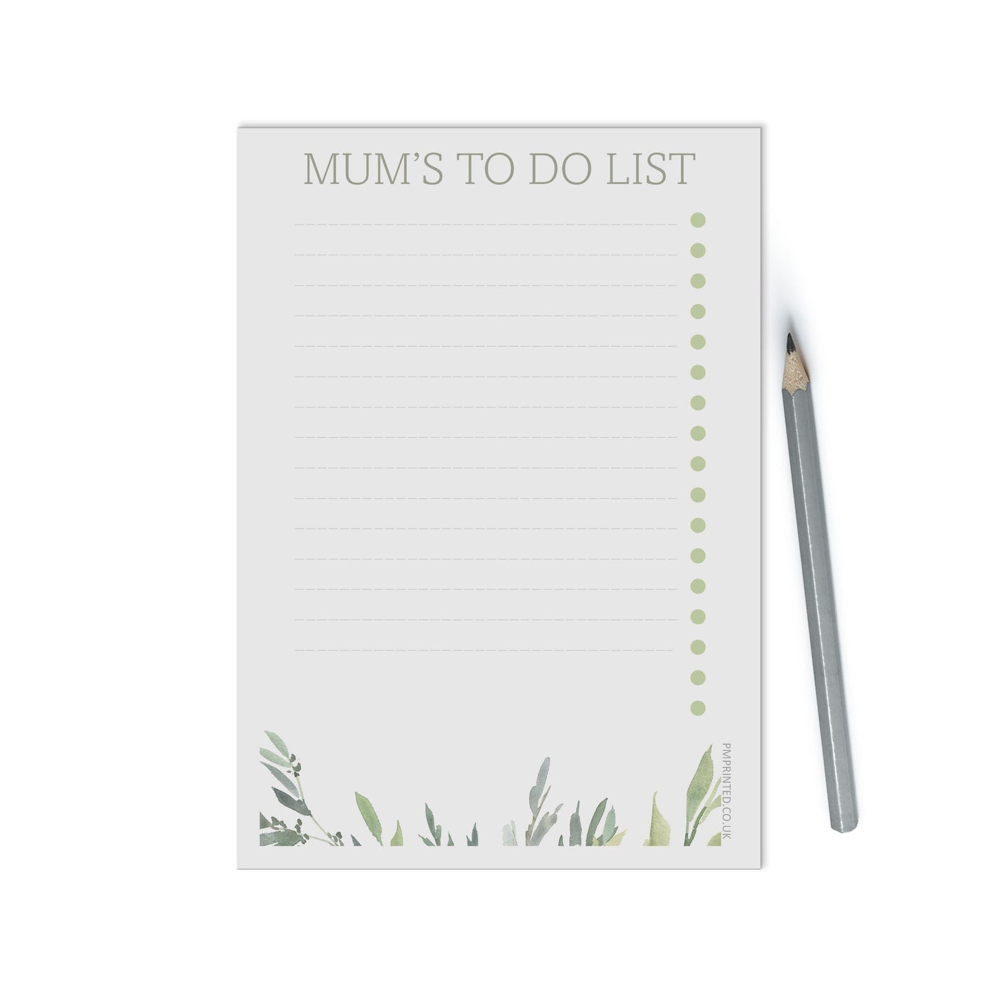 Personalised To do List, A5 with 50 undated tear off pages, Greenery design - PMPrinted