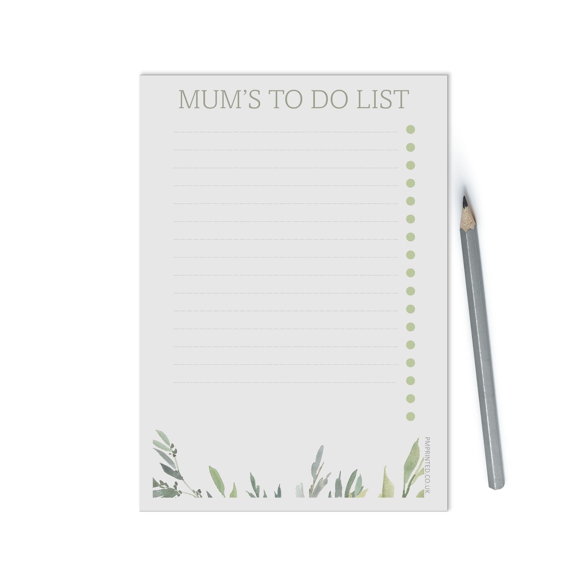 Personalised To do List, A5 with 50 undated tear off pages, Greenery design - PMPrinted