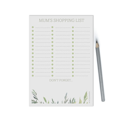 Shopping list Notepad, Personalised A5 with 50 tear off pages, Groceries Planning Greenery Design - PMPrinted