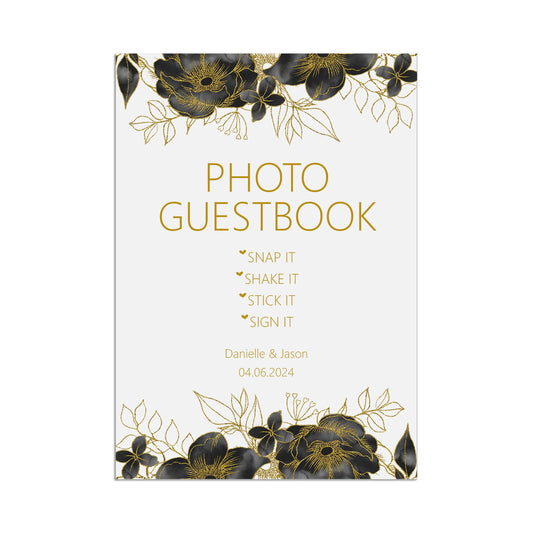Black & Gold Photo Guest Book Wedding Sign - 3 Sizes Available