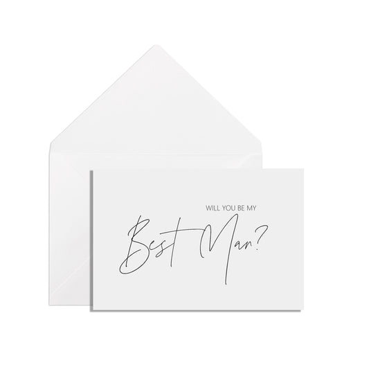Will You Be My Best Man? A6 Black & White Proposal Card With White Envelope