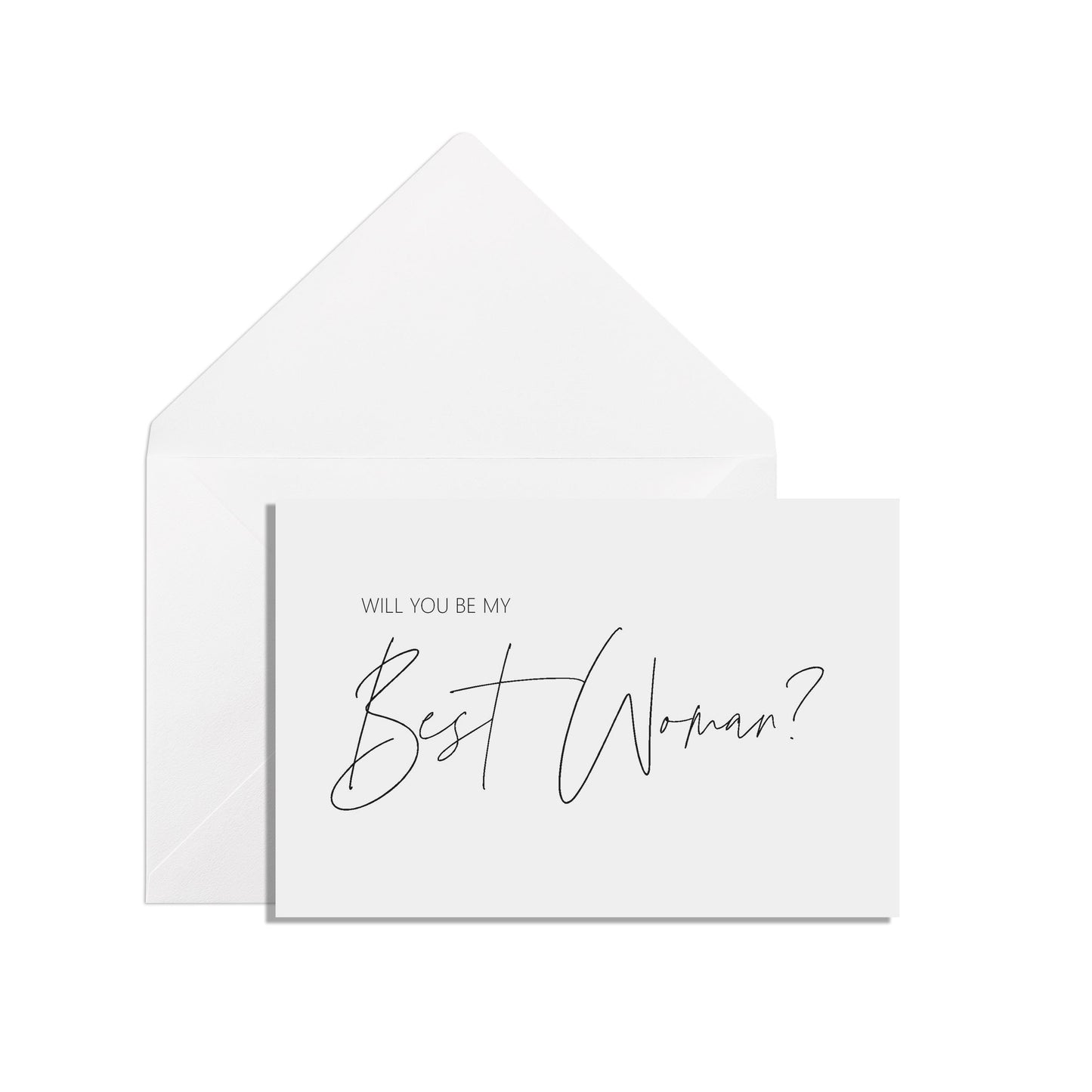 Will You Be My Best Woman? A6 Black & White Proposal Card With White Envelope