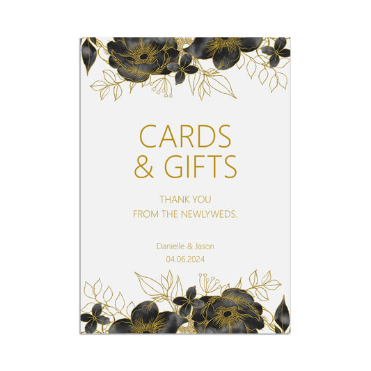 Black & Gold Cards & Gifts Wedding Sign - 3 Sizes Available