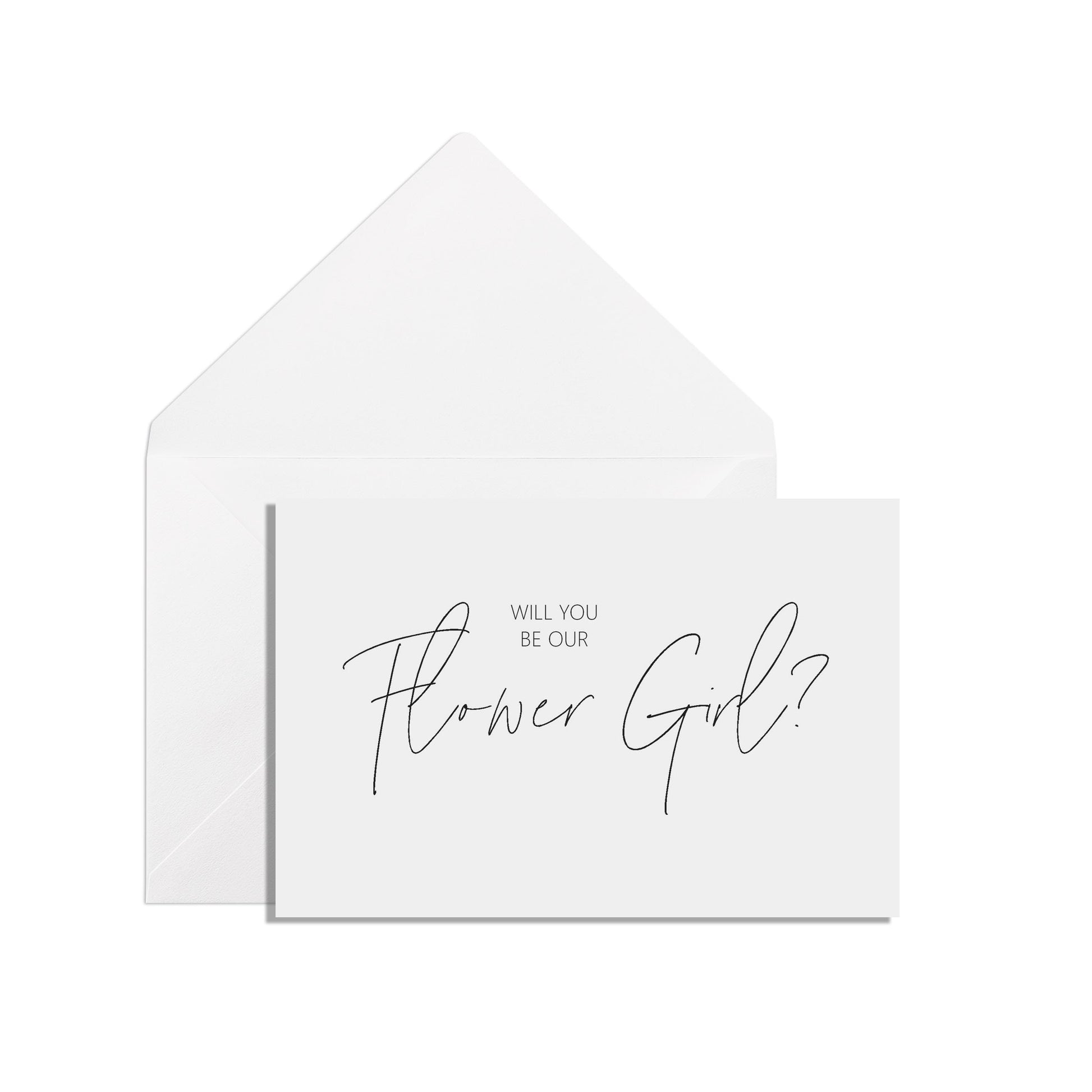 Will You Be Our Flower Girl? A6 Black & White Proposal Card With White Envelope