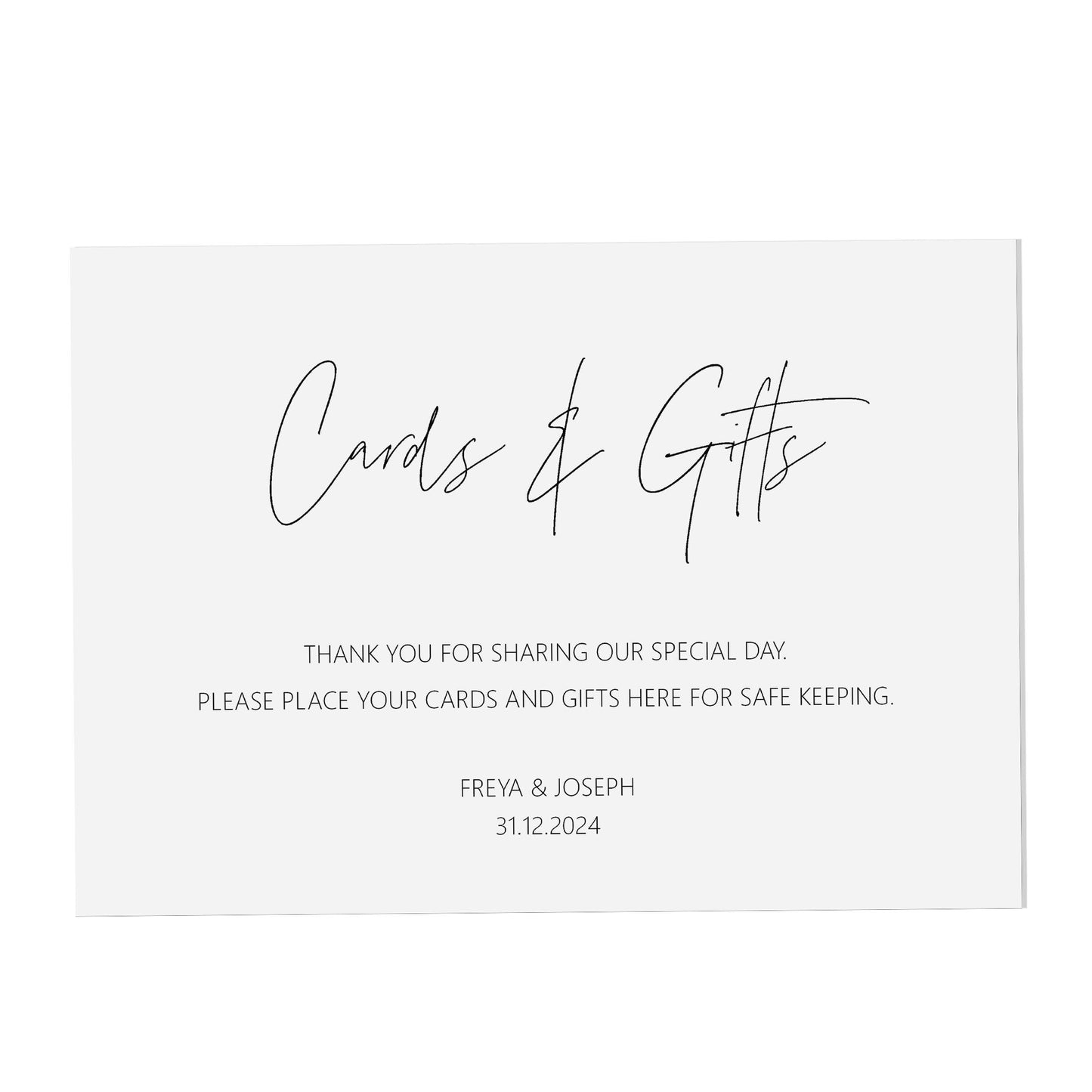 Cards and Gifts Wedding Sign Personalised Black & White A5, A4 Or A3 Sign