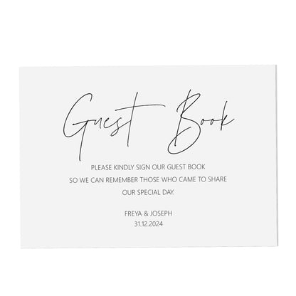 Wedding Sign - Guest Book , Personalised Black & White A5, A4 Or A3 Sign