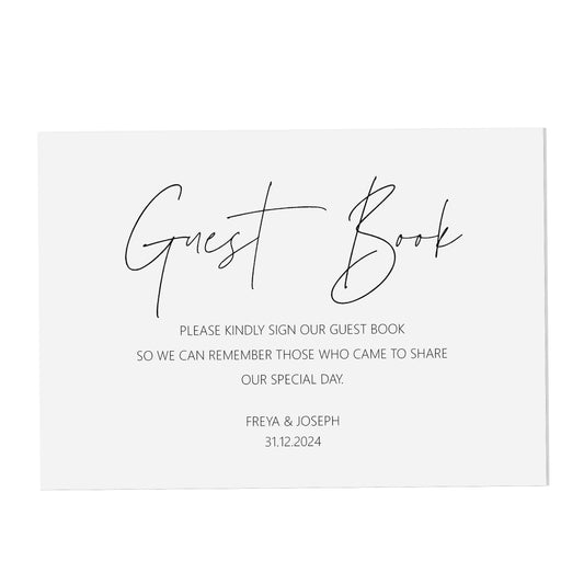 Wedding Sign - Guest Book , Personalised Black & White A5, A4 Or A3 Sign