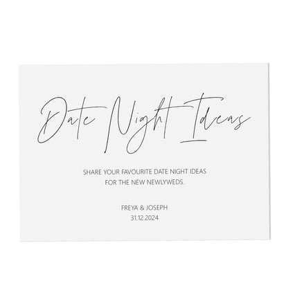 Date Night Ideas Wedding Sign, Personalised Black & White A5, A4 Or A3 Sign