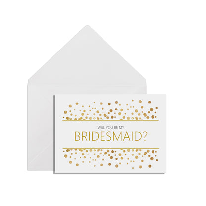 Will You Be My Bridesmaid? A6 Gold Effect Wedding Proposal Card With A White Envelope