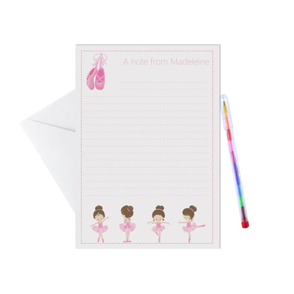 Ballet Dancer Personalised Letter Writing Set - 15 Sheets & Envelopes - Lots Of Designs