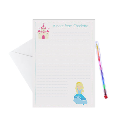 Princess Personalised Letter Writing Set - A5 Pack Of 15 Sheets & Envelopes - PMPrinted