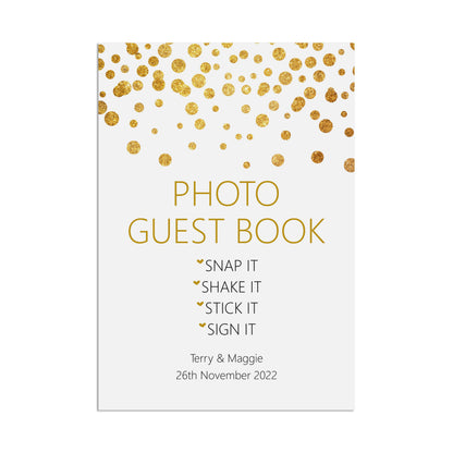 Wedding Sign - Photo Guest Book , Personalised Gold A5, A5 Or A3