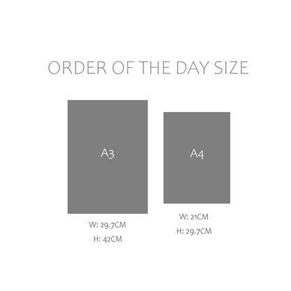 Silver Confetti Order Of The Day Sign - 4 Sizes Available