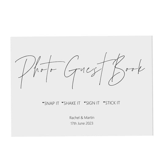 Wedding Sign - Photo Guest Book , Personalised Black & White A5, A4 Or A3 Sign