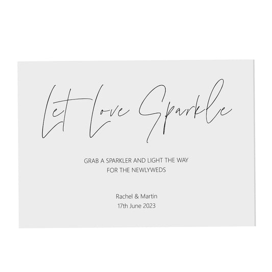 Let Love Sparkle Wedding Sign, Personalised Black & White A5, A4 Or A3 Sign