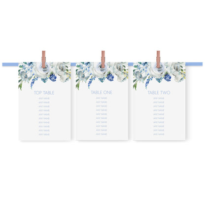 Hanging Table Plan Cards - Blue Floral