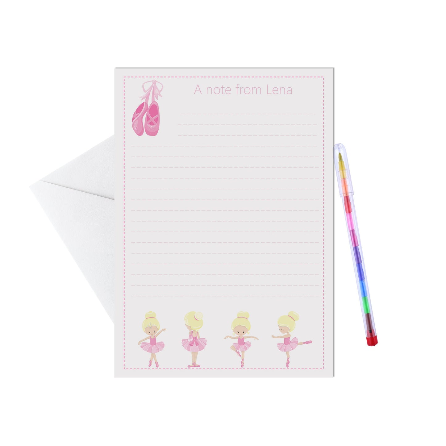 Ballet Dancer Personalised Letter Writing Set - 15 Sheets & Envelopes - Lots Of Designs
