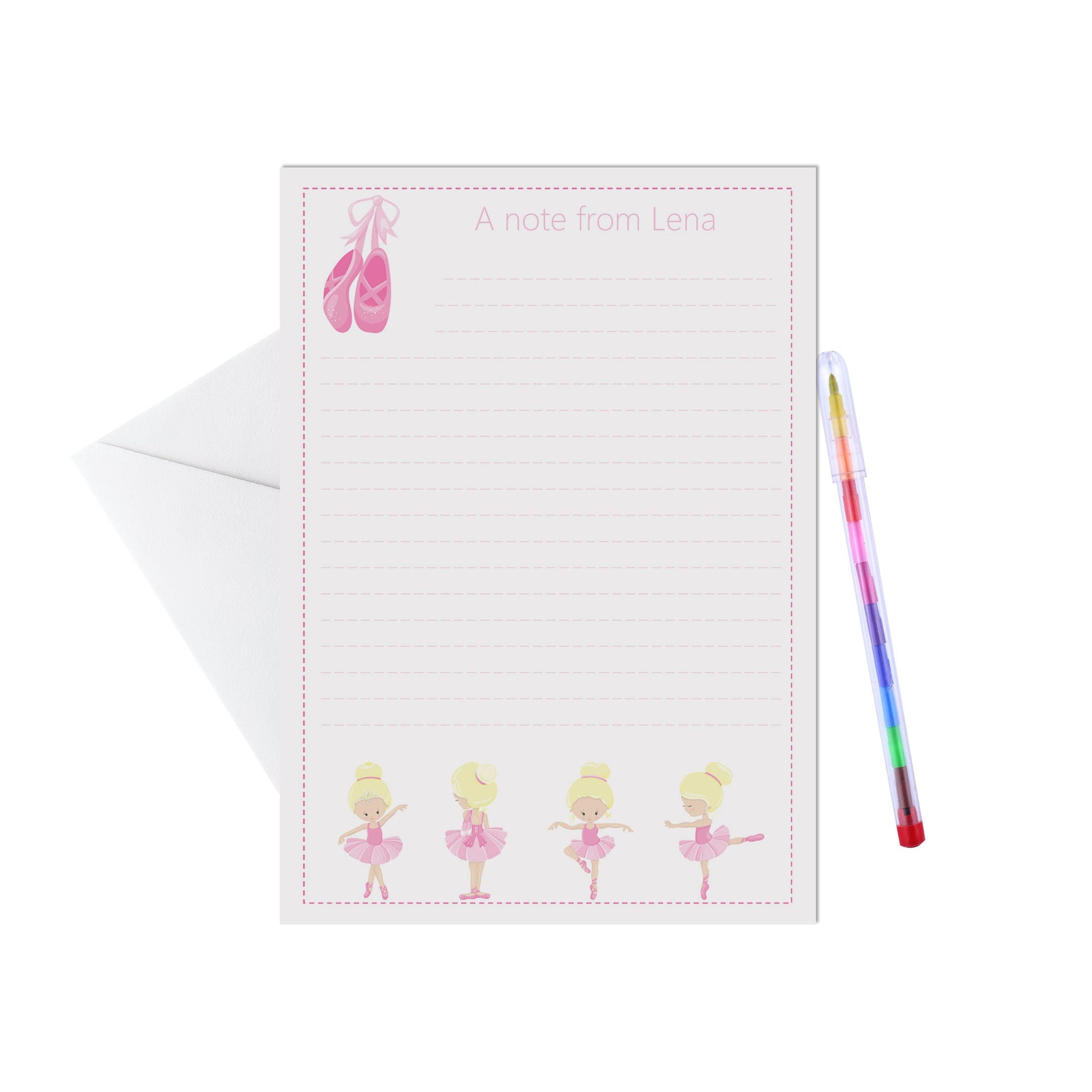 Ballet Dancer Personalised Letter Writing Set - 15 Sheets & Envelopes - Lots Of Designs