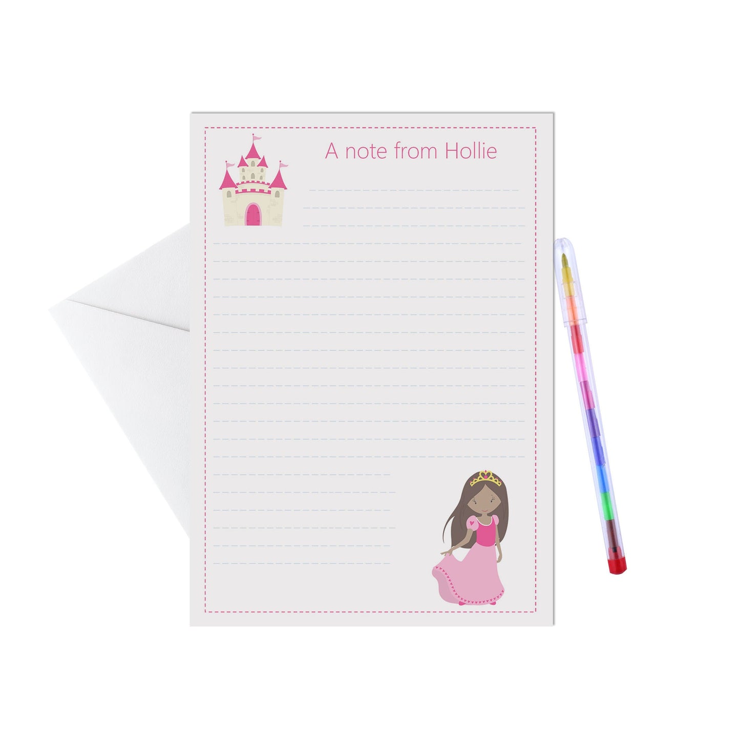 Princess Personalised Letter Writing Set - A5 Pack Of 15 Sheets & Envelopes - PMPrinted