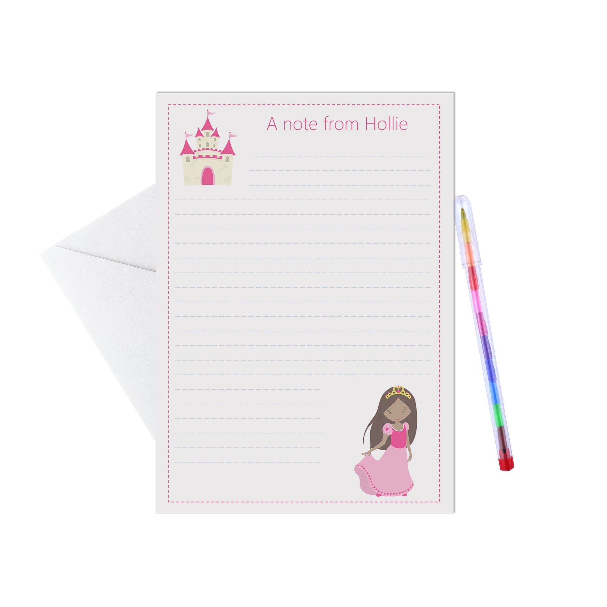Princess Personalised Letter Writing Set - A5 Pack Of 15 Sheets & Envelopes - PMPrinted