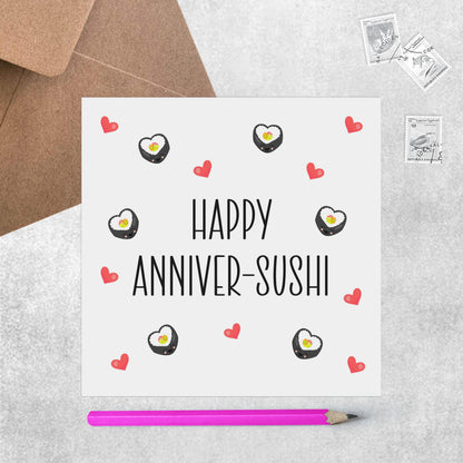 Anniversary Pun Card, Happy Anniver-Sushi