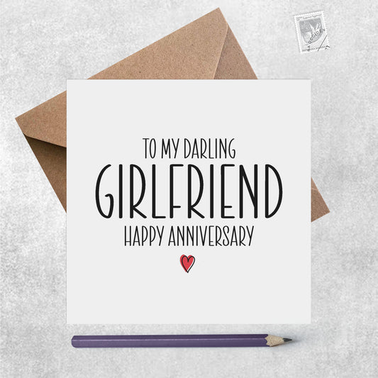 Girlfriend Anniversary Card - To My Wonderful Girlfriend With Red Heart