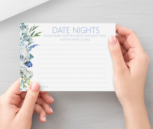 Date Night Advice Cards - Blue Floral