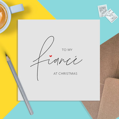 To My Fiance At Christmas, Simple Romantic Christmas Card - PMPrinted